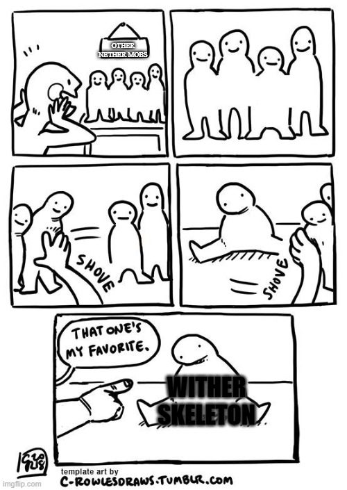 what i feel about the wither skeleton | OTHER NETHER MOBS; WITHER SKELETON | image tagged in that's my favourite | made w/ Imgflip meme maker