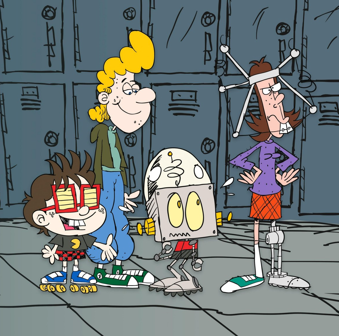 Robot Jones and Friends at School Blank Meme Template