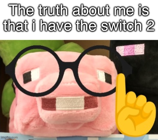 Nerd pig | The truth about me is that i have the switch 2 | image tagged in nerd pig | made w/ Imgflip meme maker