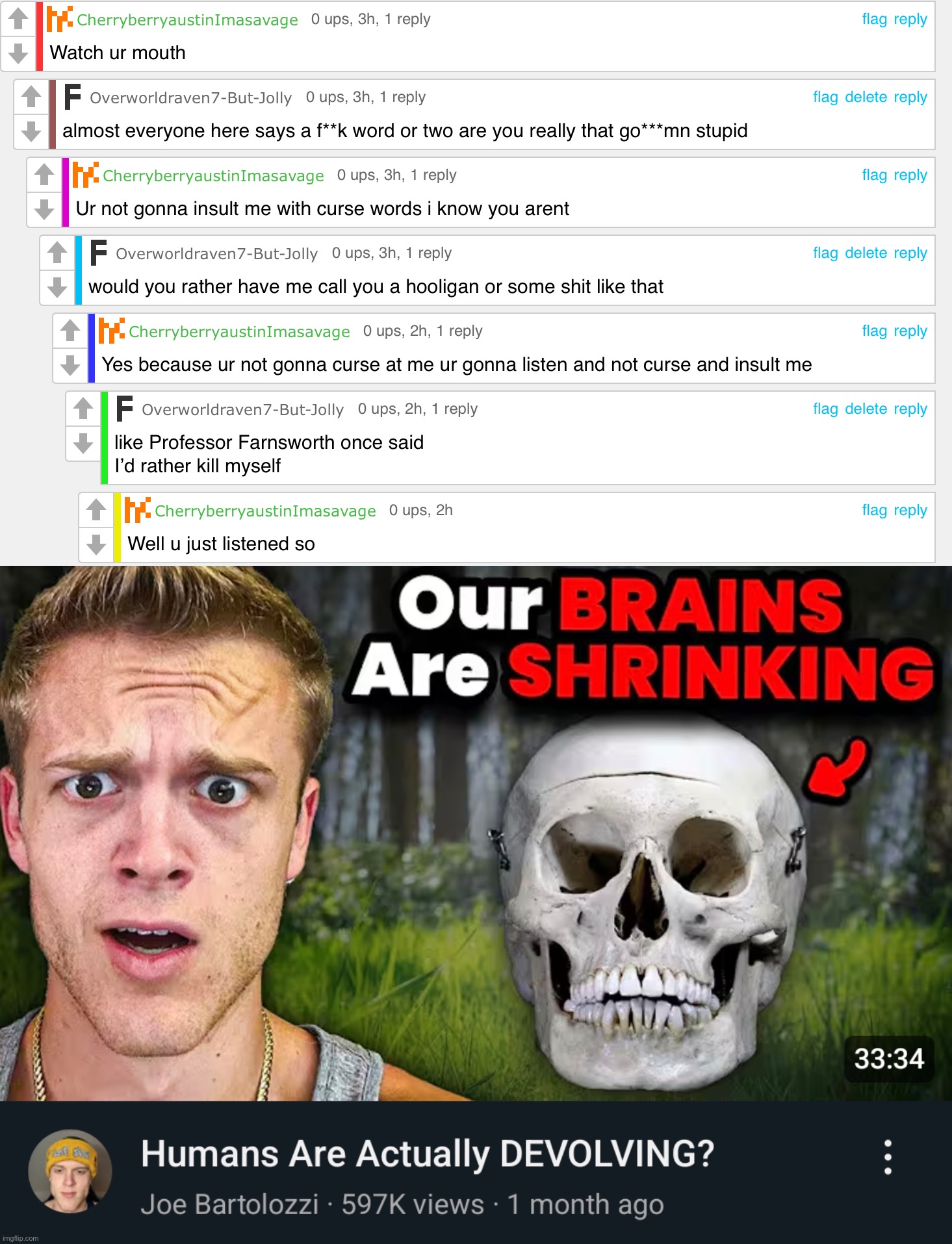 sorry for blinding you with light mode </3 | image tagged in our brains are shrinking | made w/ Imgflip meme maker