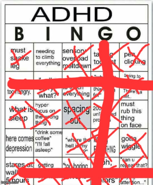 image tagged in adhd bingo | made w/ Imgflip meme maker