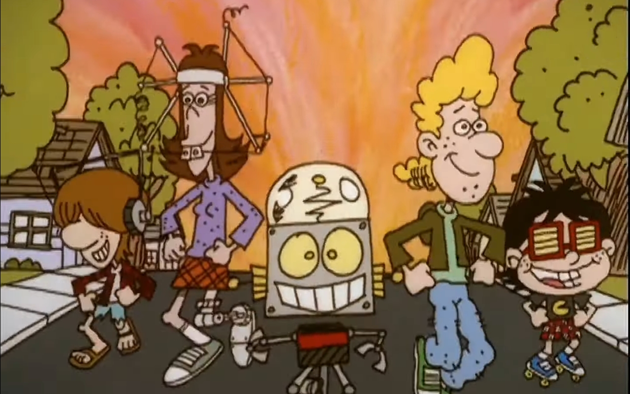 Robot Jones and his Friends Walking Down The Street Blank Meme Template