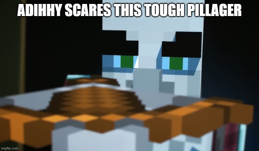 Pillager | ADIHHY SCARES THIS TOUGH PILLAGER | image tagged in pillager | made w/ Imgflip meme maker