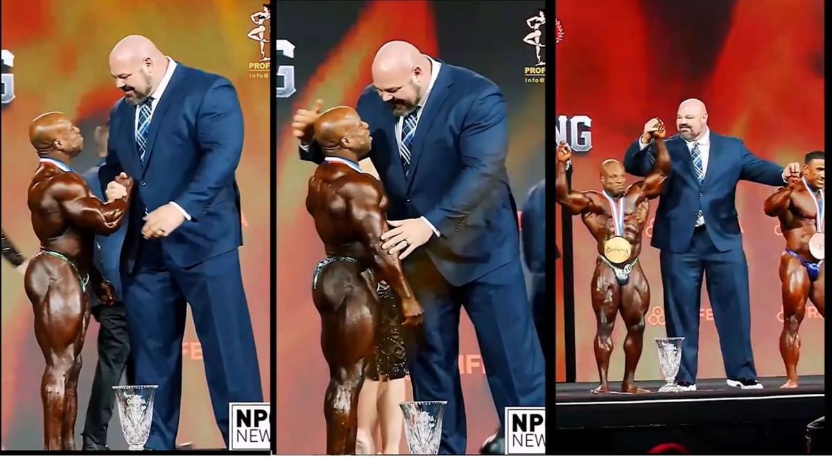 Brain Shaw mogging Mister Olympia Blank Meme Template
