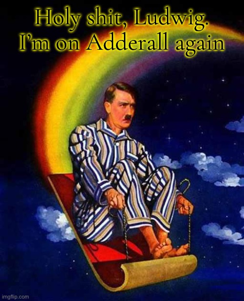 A good ol WTF is this post crap | Holy shit, Ludwig. I’m on Adderall again | image tagged in random hitler | made w/ Imgflip meme maker