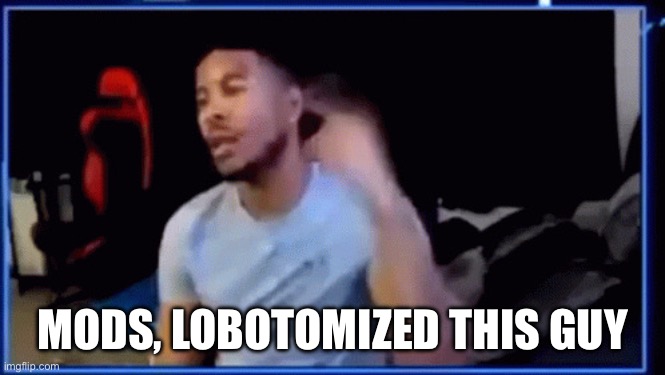 Mods ban him | MODS, LOBOTOMIZED THIS GUY | image tagged in mods ban him | made w/ Imgflip meme maker