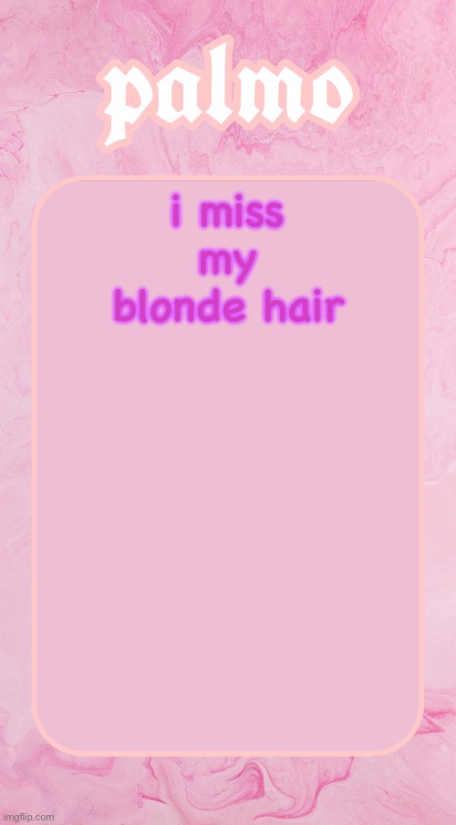 Palms bby temp | i miss my blonde hair | image tagged in palms bby temp | made w/ Imgflip meme maker