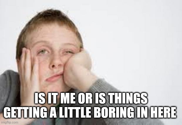 Yawn | IS IT ME OR IS THINGS GETTING A LITTLE BORING IN HERE | image tagged in yawn | made w/ Imgflip meme maker