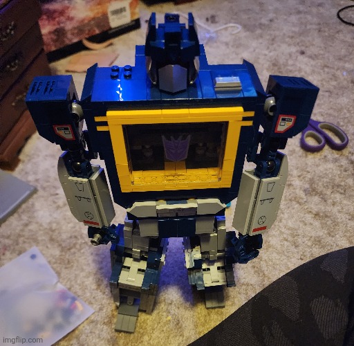 I adopted a lil Lego soundwave | image tagged in transformers,soundwave,lego | made w/ Imgflip meme maker