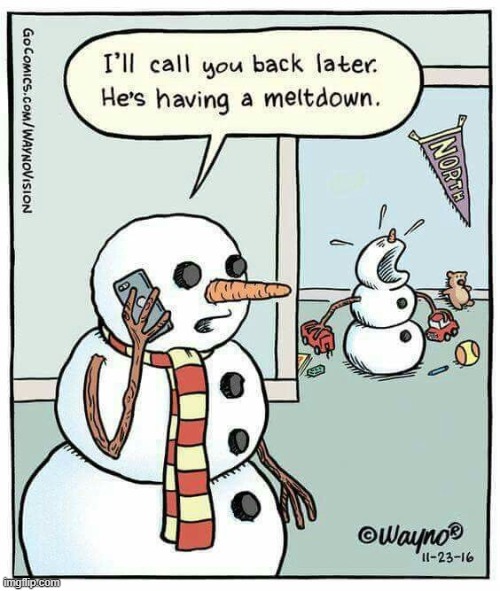 image tagged in snowman,snowmen,kid,crying,meltdown,pun | made w/ Imgflip meme maker