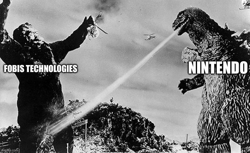 Godzilla vs Kong | NINTENDO; FOBIS TECHNOLOGIES | image tagged in godzilla vs kong | made w/ Imgflip meme maker