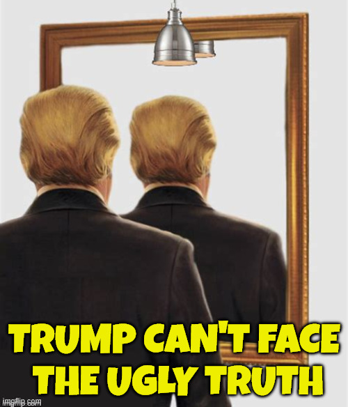 Cannot face the ugly truth. | TRUMP CAN'T FACE
 THE UGLY TRUTH | image tagged in can't face the ugly truth | made w/ Imgflip meme maker