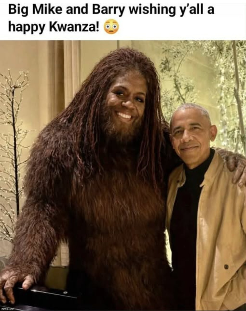 Happy Kwanza! | image tagged in big mike,bubba and barack,barry soetoro,kwanza,lyin african,kenya | made w/ Imgflip meme maker