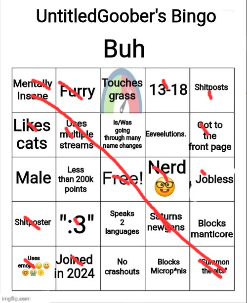 I unblocked manticore so I can laugh at him and now I'm logging off fr | image tagged in untitledgoober's bingo | made w/ Imgflip meme maker