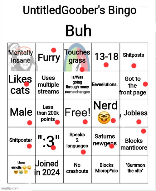 UntitledGoober's Bingo | image tagged in untitledgoober's bingo | made w/ Imgflip meme maker