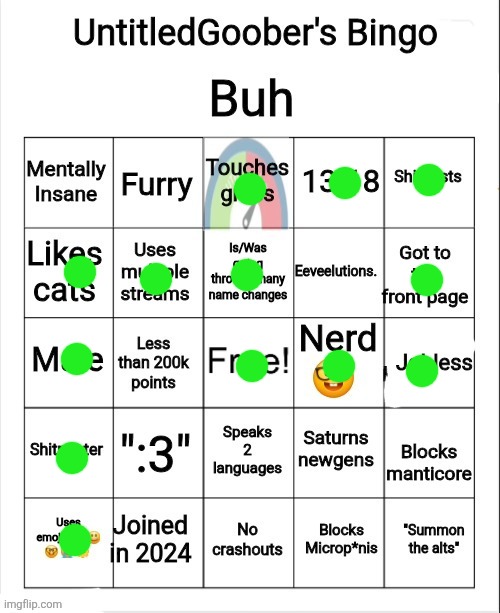 UntitledGoober's Bingo | image tagged in untitledgoober's bingo | made w/ Imgflip meme maker
