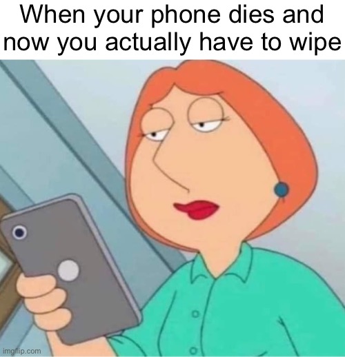 Merry Christmas | When your phone dies and
now you actually have to wipe | image tagged in lois phone | made w/ Imgflip meme maker