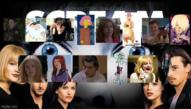 Credit to Mico the Ninjago Fan 2024 for this used | image tagged in meme,memes,spoof cast,scream,characters,roles | made w/ Imgflip meme maker