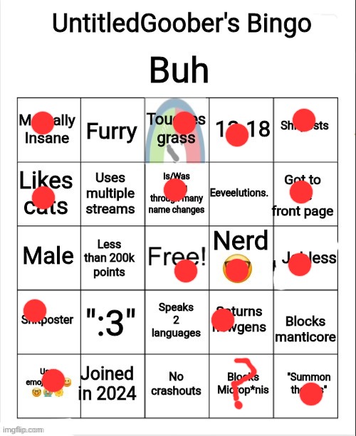 UntitledGoober's Bingo | image tagged in untitledgoober's bingo | made w/ Imgflip meme maker