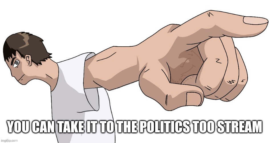 Guy Pointing at YOU (By Nat) | YOU CAN TAKE IT TO THE POLITICS TOO STREAM | image tagged in guy pointing at you by nat | made w/ Imgflip meme maker