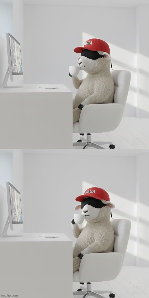 HIDE THE PAIN | image tagged in hide the pain,hide the pain 2,hide the pain harold,maga,trump,sheep | made w/ Imgflip meme maker