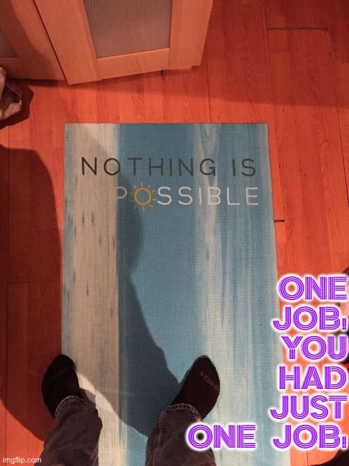 Demotivational Rug Success Or Motivational Rug Fail? | ONE JOB! YOU HAD JUST ONE  JOB! | image tagged in demotivational,motivation,you had one job,you had one job just the one,task failed successfully,success | made w/ Imgflip meme maker
