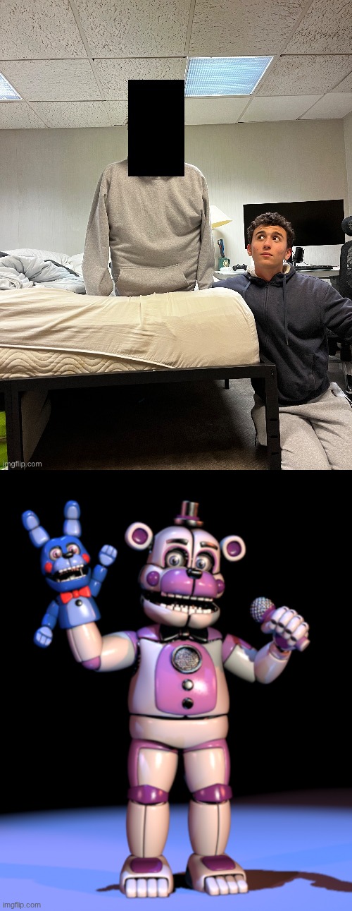 immediately thought of Funtime freddy and bon bon when I saw obiwons post lmao | image tagged in bon bon go get 'em | made w/ Imgflip meme maker