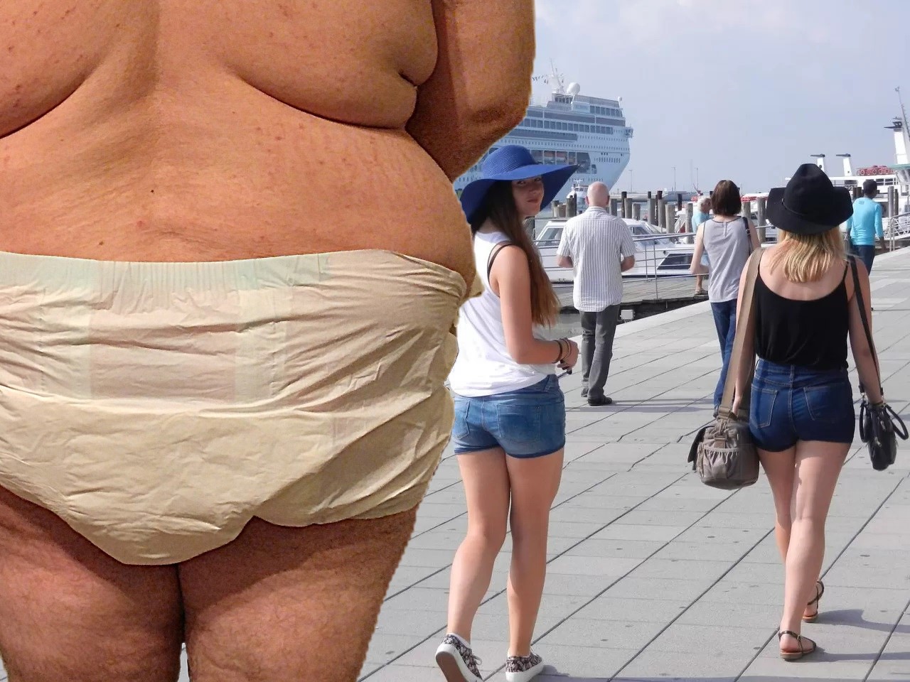 fat man wearing a diaper Blank Meme Template