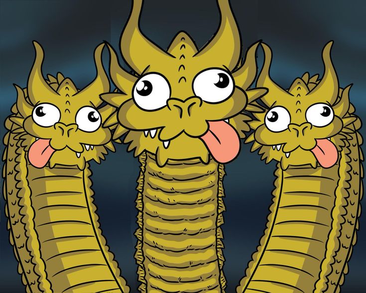 Three headed dragon, all three goofy Blank Meme Template