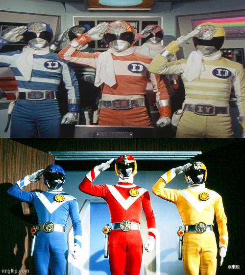 Sun Vulcan Salute react to Denziman Salute | image tagged in sun vulcan salute react,military,super sentai,power rangers | made w/ Imgflip meme maker