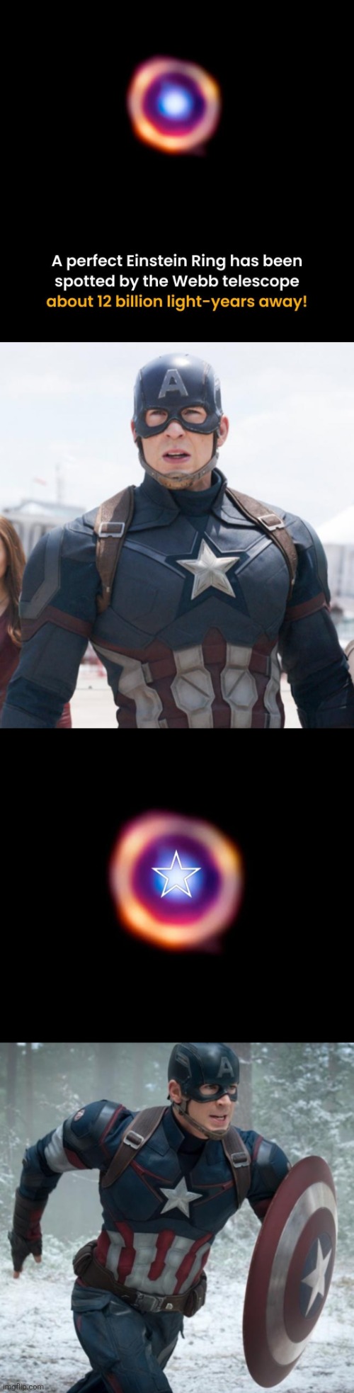 Einstein Ring? | image tagged in captain america,albert einstein,cool,space,discovery | made w/ Imgflip meme maker