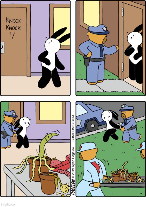 Buni Comics | image tagged in comics,buni comics,plants,arrested,brown thumb,neglect | made w/ Imgflip meme maker