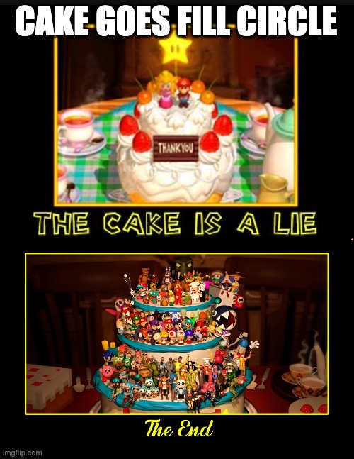 How it started and how it ended. Thank you SMG4 | CAKE GOES FILL CIRCLE | image tagged in smg4,cake | made w/ Imgflip meme maker