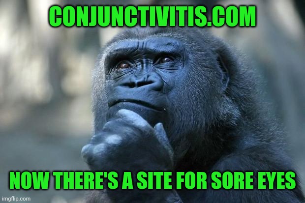 Deep Thoughts | CONJUNCTIVITIS.COM; NOW THERE'S A SITE FOR SORE EYES | image tagged in deep thoughts | made w/ Imgflip meme maker