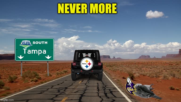 Steelers Ravens meme | NEVER MORE | image tagged in memes,nfl memes,pittsburgh steelers,baltimore ravens,nfl,sports | made w/ Imgflip meme maker