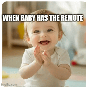 babys be like | WHEN BABY HAS THE REMOTE | image tagged in gifs | made w/ Imgflip images-to-gif maker