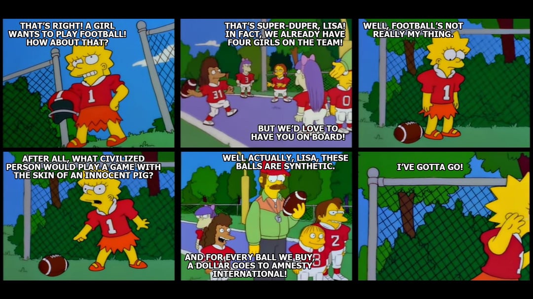 Lisa wants to play football Blank Meme Template