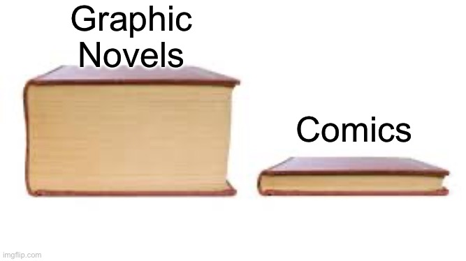 Graphic Novels vs Comics | Graphic Novels; Comics | image tagged in big book small book | made w/ Imgflip meme maker