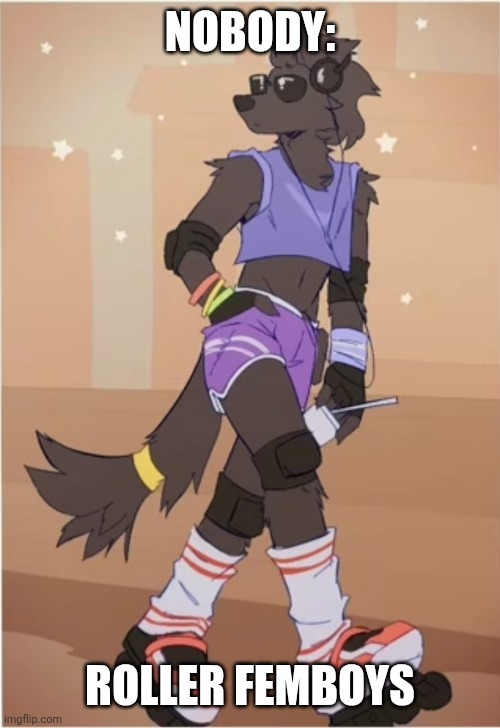 Roller Femboys | NOBODY:; ROLLER FEMBOYS | image tagged in femboy leon i think i like you,jpfan102504,kuzonae4289,femboy,gay | made w/ Imgflip meme maker