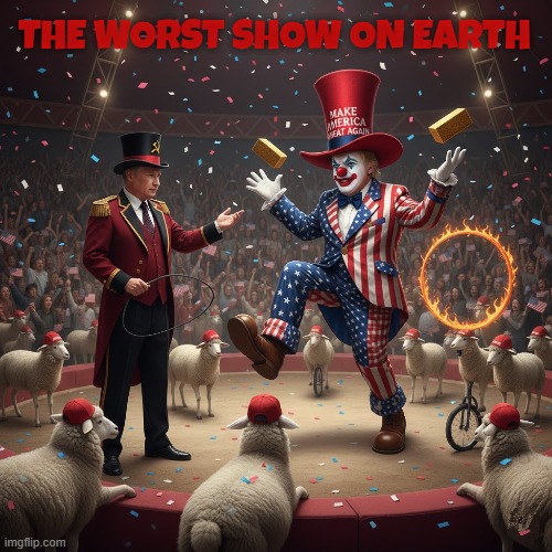 THE WORST SHOW ON EARTH | THE WORST SHOW ON EARTH | image tagged in the worst show on earth,circus,donald trump clown,putin,maga,trump | made w/ Imgflip meme maker