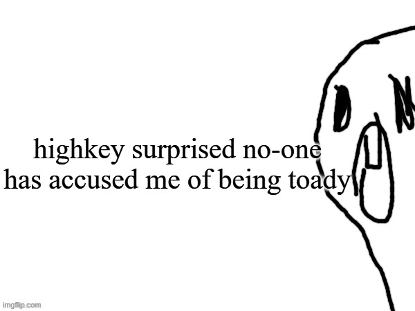 thothe who thcream into the void (thanks jim) | highkey surprised no-one has accused me of being toady | image tagged in thothe who thcream into the void thanks jim | made w/ Imgflip meme maker