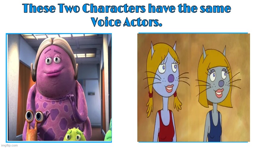 Laraine Newman 2 | image tagged in same voice actor,laraine newman,monsters inc,catdog,disney,nickelodeon | made w/ Imgflip meme maker
