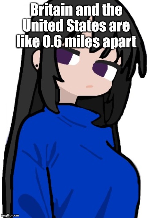 Yes it's actually true | Britain and the United States are like 0.6 miles apart | image tagged in nonchalant look | made w/ Imgflip meme maker