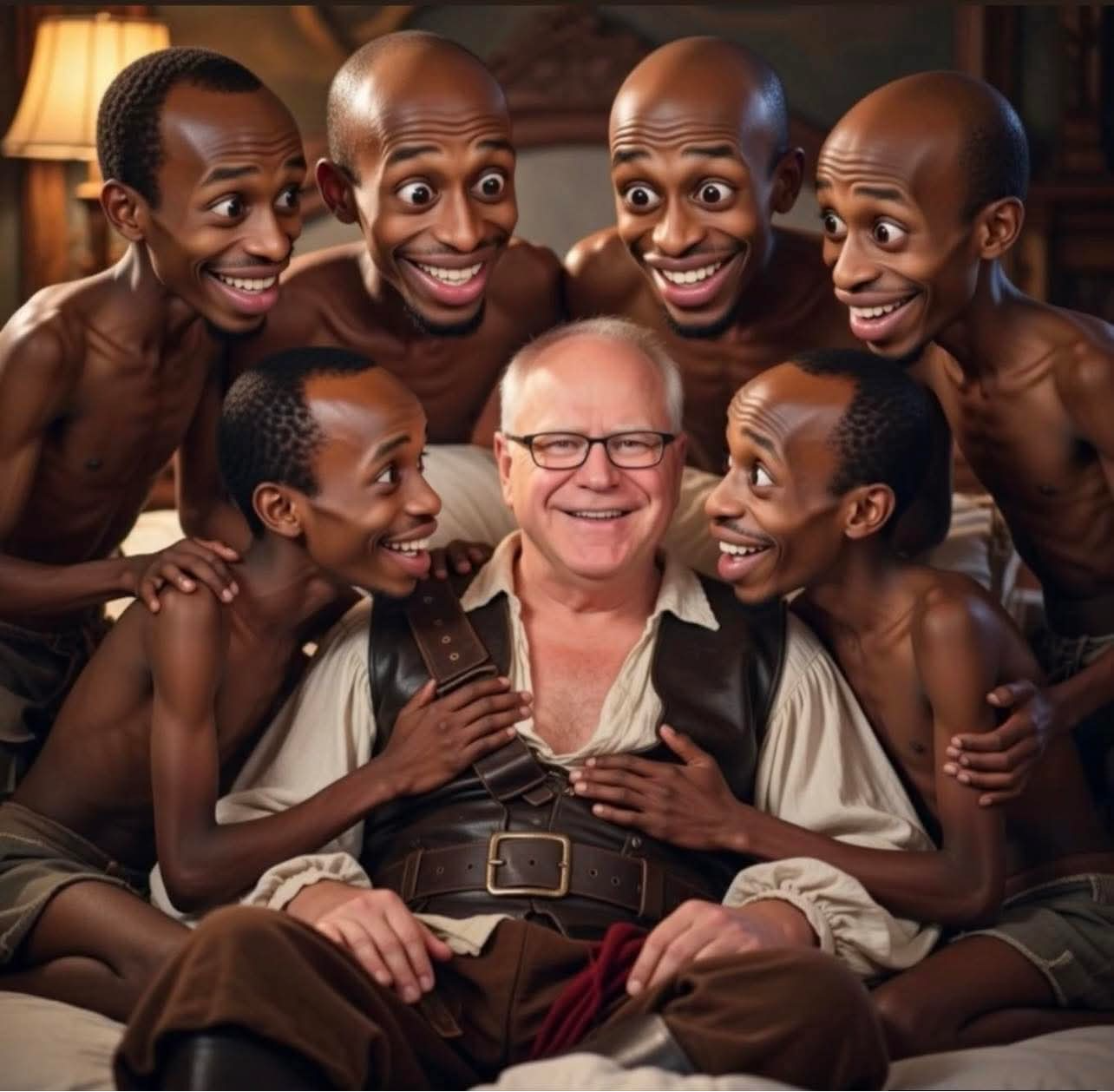 High Quality Tim Walz & Somali pirates Blank Meme Template