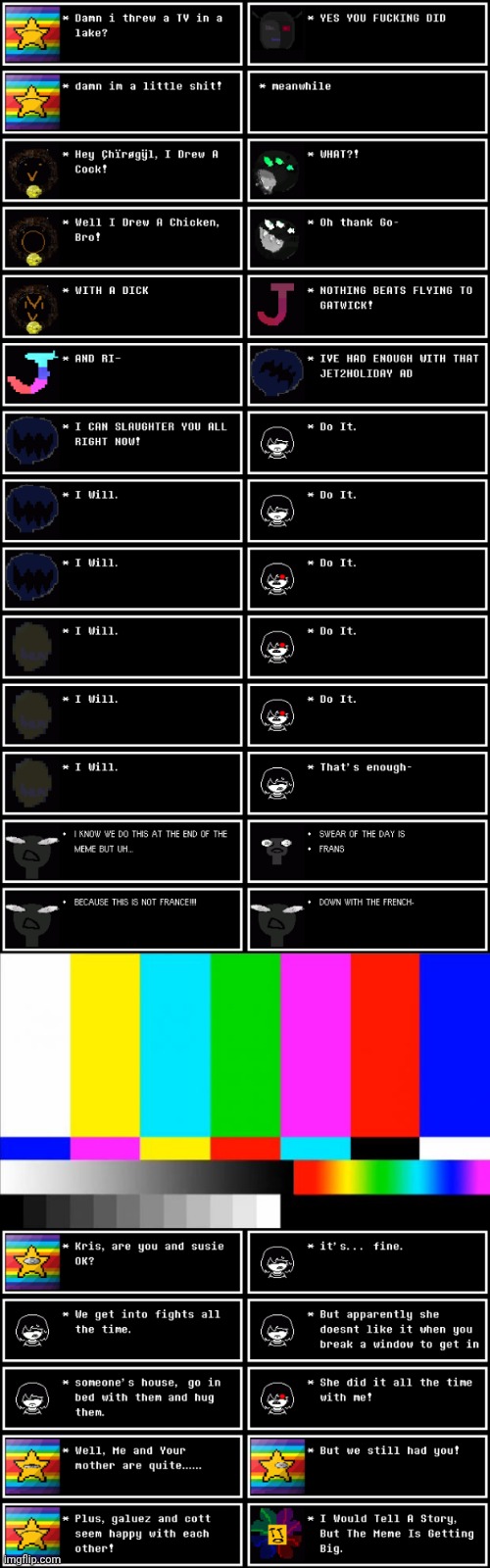 mmmh tasty susie | image tagged in tv test card color | made w/ Imgflip meme maker