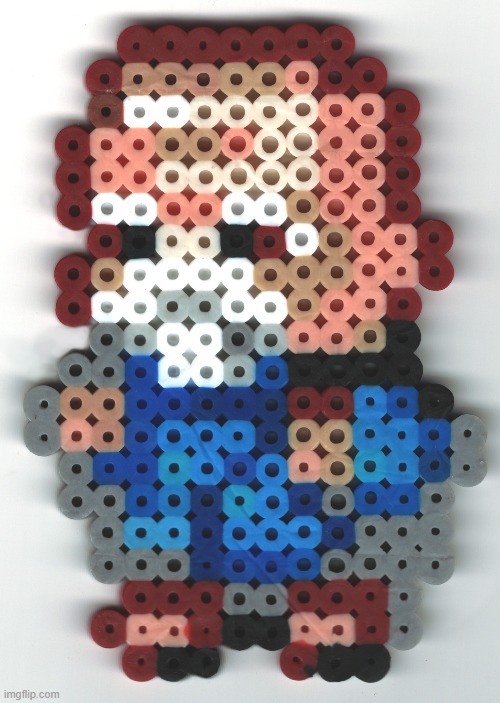 Peler Bead art of Old Man Hobo from SMG4 (made as a tribute to SMG4) | image tagged in drawlings,smg4,fanart,tribute,beads | made w/ Imgflip meme maker