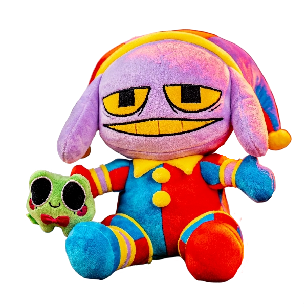 Pomni suit Jax Plushie with mini Ribbit Plushie Blank Meme Template