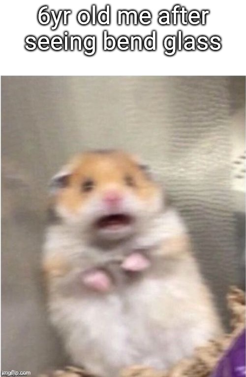 Scared Hamster | 6yr old me after seeing bend glass | image tagged in scared hamster | made w/ Imgflip meme maker