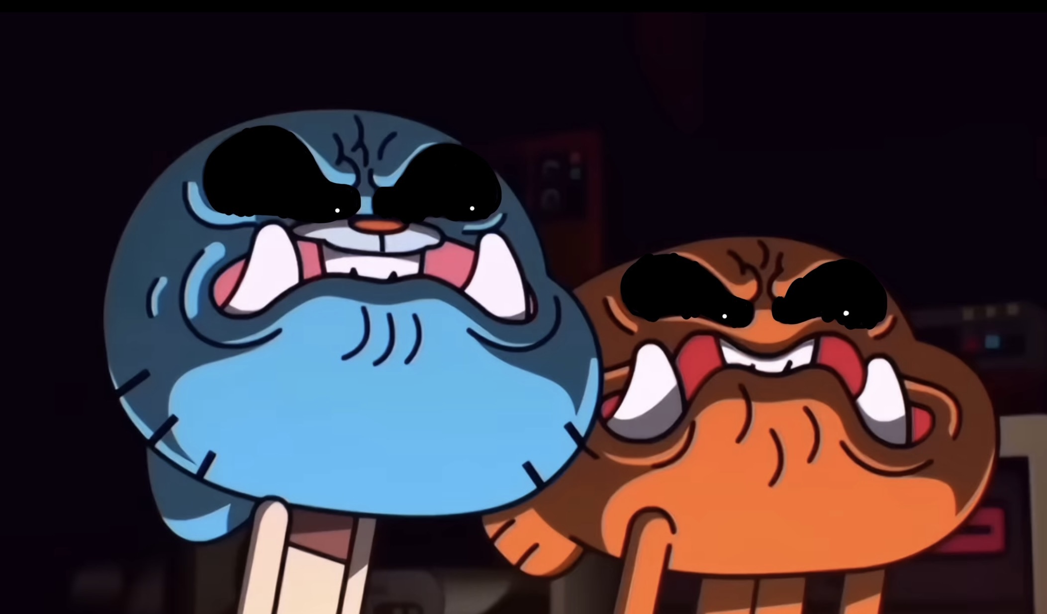 Gumball and darwin angry stare Blank Meme Template