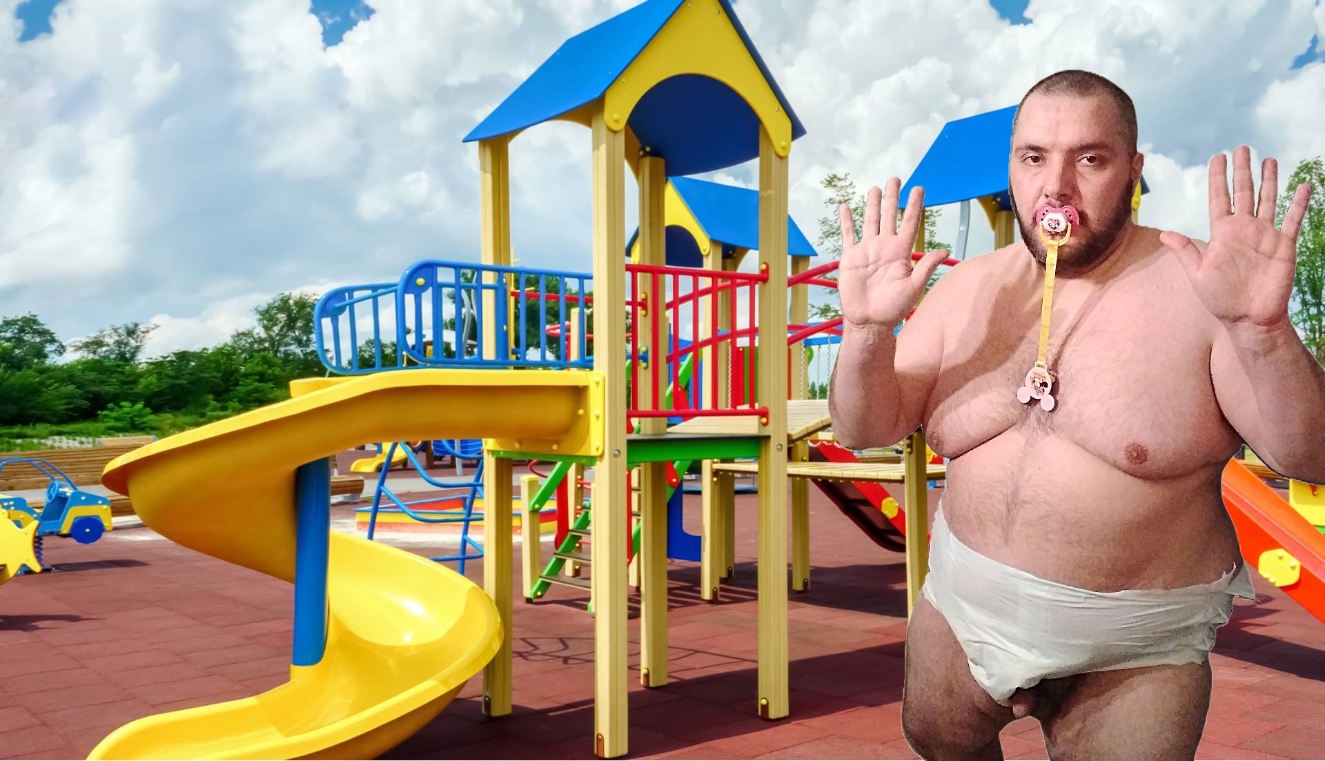 Fat man in a diaper Blank Meme Template